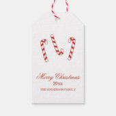 Kerst van Cute Red en White Candy Canes Cadeaulabel (Achterkant)