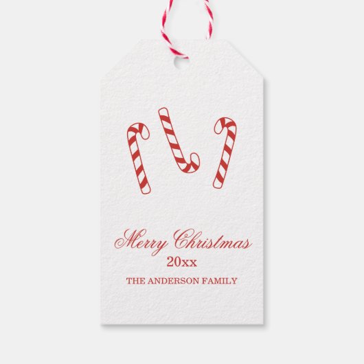 Kerst van Cute Red en White Candy Canes Cadeaulabel (Achterkant)