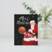 Kerst van de Basketball Merry met de kerstman Briefkaart (Staand voorkant)
