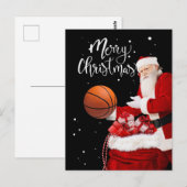 Kerst van de Basketball Merry met de kerstman Briefkaart (Voorkant / Achterkant)