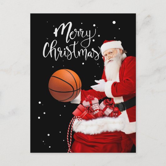 Kerst van de Basketball Merry met de kerstman Briefkaart (Voorkant)