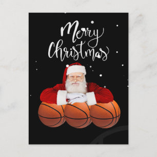 Kerst van de Basketball Merry met de kerstman Briefkaart