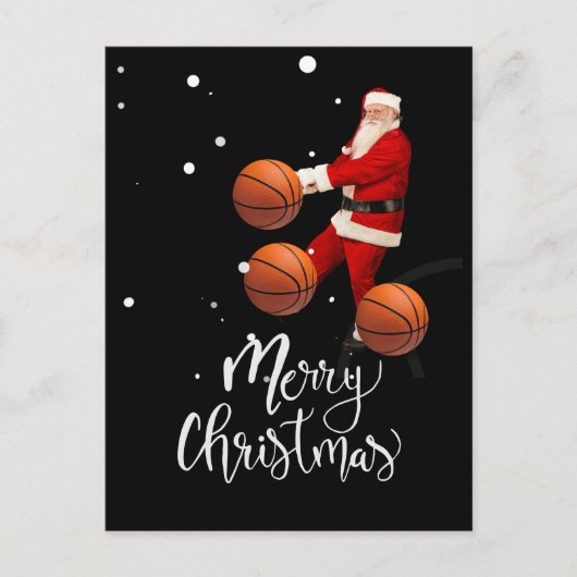 Kerst van de Basketball Merry met de kerstman Briefkaart (Voorkant)
