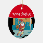 Kerst van de Basketball Merry met de kerstman Keramisch Ornament (Rechts)