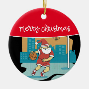 Kerst van de Basketball Merry met de kerstman Keramisch Ornament