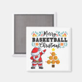 Kerst van de Basketball Merry met de kerstman Magneet (Voorkant / Achterkant)