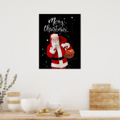 Kerst van de Basketball Merry met de kerstman Poster (Keuken)