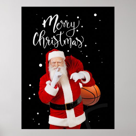 Kerst van de Basketball Merry met de kerstman Poster (Voorkant)