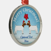 Kerst van de Boer Goat in de sneeuw Metalen Ornament (Rechts)