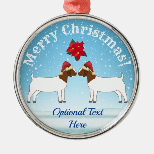 Kerst van de Boer Goat in de sneeuw Metalen Ornament (Voorkant)