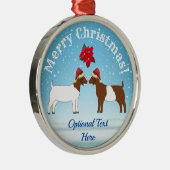 Kerst van de Boer Goat in de sneeuw Metalen Ornament (Rechts)