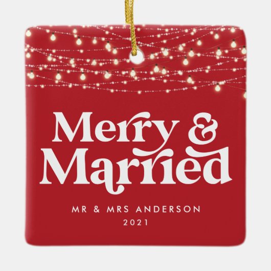 Kerst van de bruiloft keramisch ornament (Voorkant)
