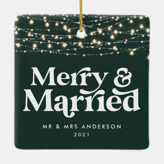 Kerst van de bruiloft keramisch ornament (Achterkant)