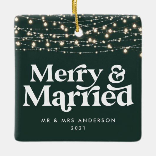 Kerst van de bruiloft keramisch ornament (Voorkant)