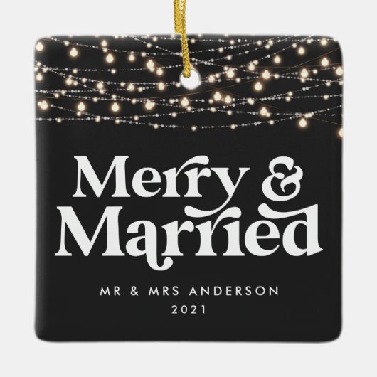 Kerst van de bruiloft keramisch ornament (Voorkant)