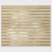 Kerst van de Champagne: Glittery Gold Stripes Cadeaupapier (Vlak)