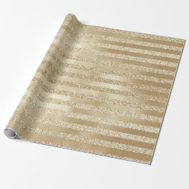 Kerst van de Champagne: Glittery Gold Stripes Cadeaupapier