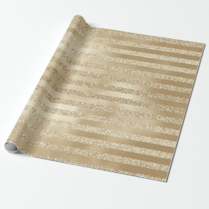 Kerst van de Champagne: Glittery Gold Stripes Cadeaupapier