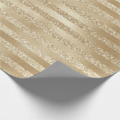 Kerst van de Champagne: Glittery Gold Stripes Cadeaupapier (Hoek)