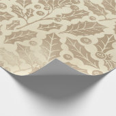 Kerst van de Champagne: Holly Leaves en Berries Cadeaupapier (Hoek)