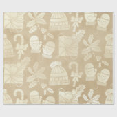 Kerst van de Champagne: Petten, Mittens, snoepsuik Cadeaupapier (Vlak)