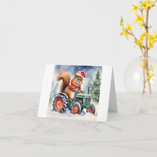 Kerst van de eekhoorn kaart (Gele Bloem)