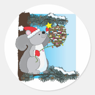 Kerst van de eekhoorn ronde sticker