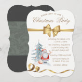 Kerst van de Elegant Bow Santa Claus Pine Tree Kaart (Voorkant / Achterkant)