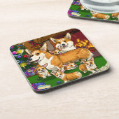 Kerst van de familie Corgi Bier Onderzetter (Linkerzijde)