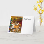 Kerst van de familie Cute Corgi Kaart (Gele Bloem)