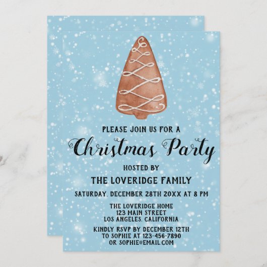 Kerst van de feestdag: Blauwe sneeuw Kaart (Voorkant / Achterkant)