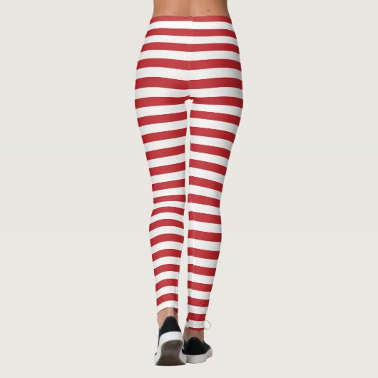 Kerst van de feestdag in de Rood- en Witte Stripe  Leggings (Achterkant)