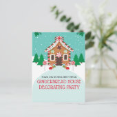 Kerst van de feestdag in Gingerbrood House Virtual Briefkaart (Staand voorkant)