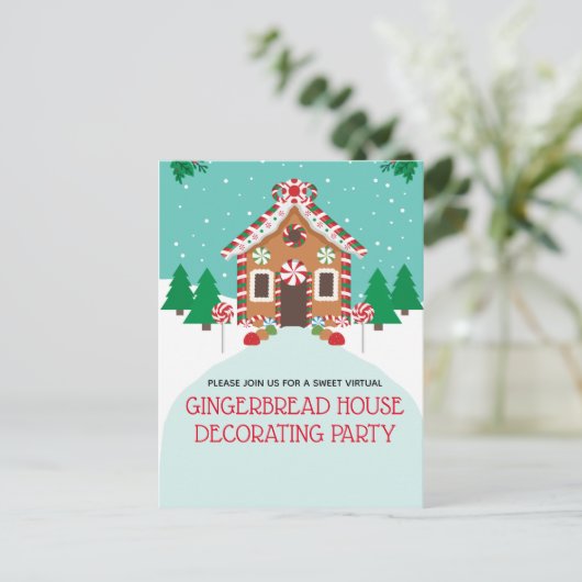 Kerst van de feestdag in Gingerbrood House Virtual Briefkaart (Staand voorkant)