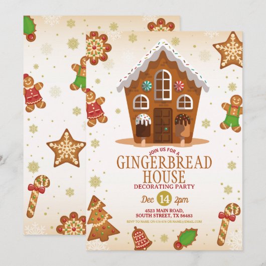 Kerst van de feestdag in het keukenhuis kaart (Voorkant / Achterkant)