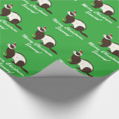 Kerst van de ferret Merry met Santa Hat Cadeaupapier (Hoek)