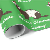 Kerst van de ferret Merry met Santa Hat Cadeaupapier (Rol Hoek)
