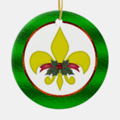 Kerst van de Fleur-de-Lis Keramisch Ornament (Voorkant)