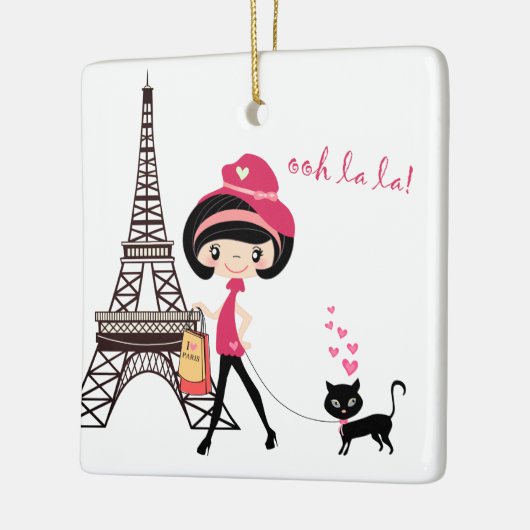 Kerst van de giffeltoren in Parijs Keramisch Ornament (Links)