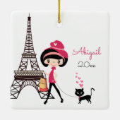 Kerst van de giffeltoren in Parijs Keramisch Ornament (Achterkant)