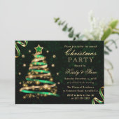 Kerst van de groene en goudblauwe lint kaart (Staand voorkant)