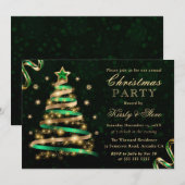 Kerst van de groene en goudblauwe lint kaart (Voorkant / Achterkant)