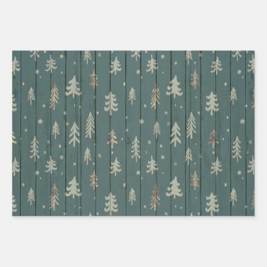 Kerst van de groene en gouden kerst inpakpapier vel (Voorkant 2)