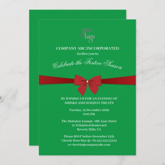 Kerst van de Groene en Rode Onderneming Kaart (Voorkant / Achterkant)