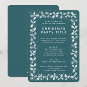 Kerst van de Groene en Witte Holly Leaf Border Kaart (Voorkant / Achterkant)