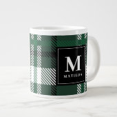 Kerst van de groene en zwarte tartan grote koffiekop (Voorkant rechts)