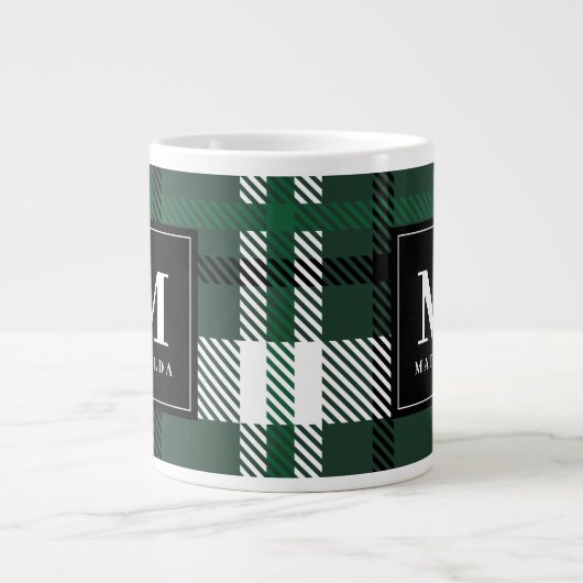 Kerst van de groene en zwarte tartan grote koffiekop (Voorkant)