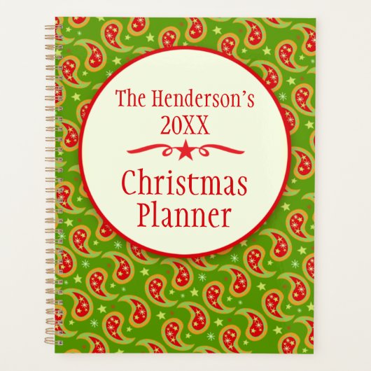 Kerst van de groene familie Paisley Planner (Voorkant)