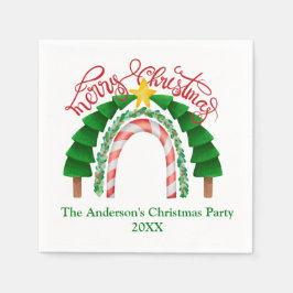 Kerst van de groene kerstfeestdag met de rode rege servet