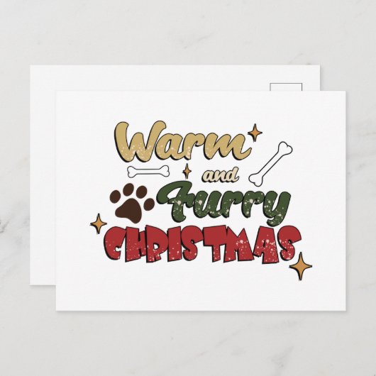 Kerst van de hond - Warm & Furry Kerstmis Briefkaart (Voorkant / Achterkant)